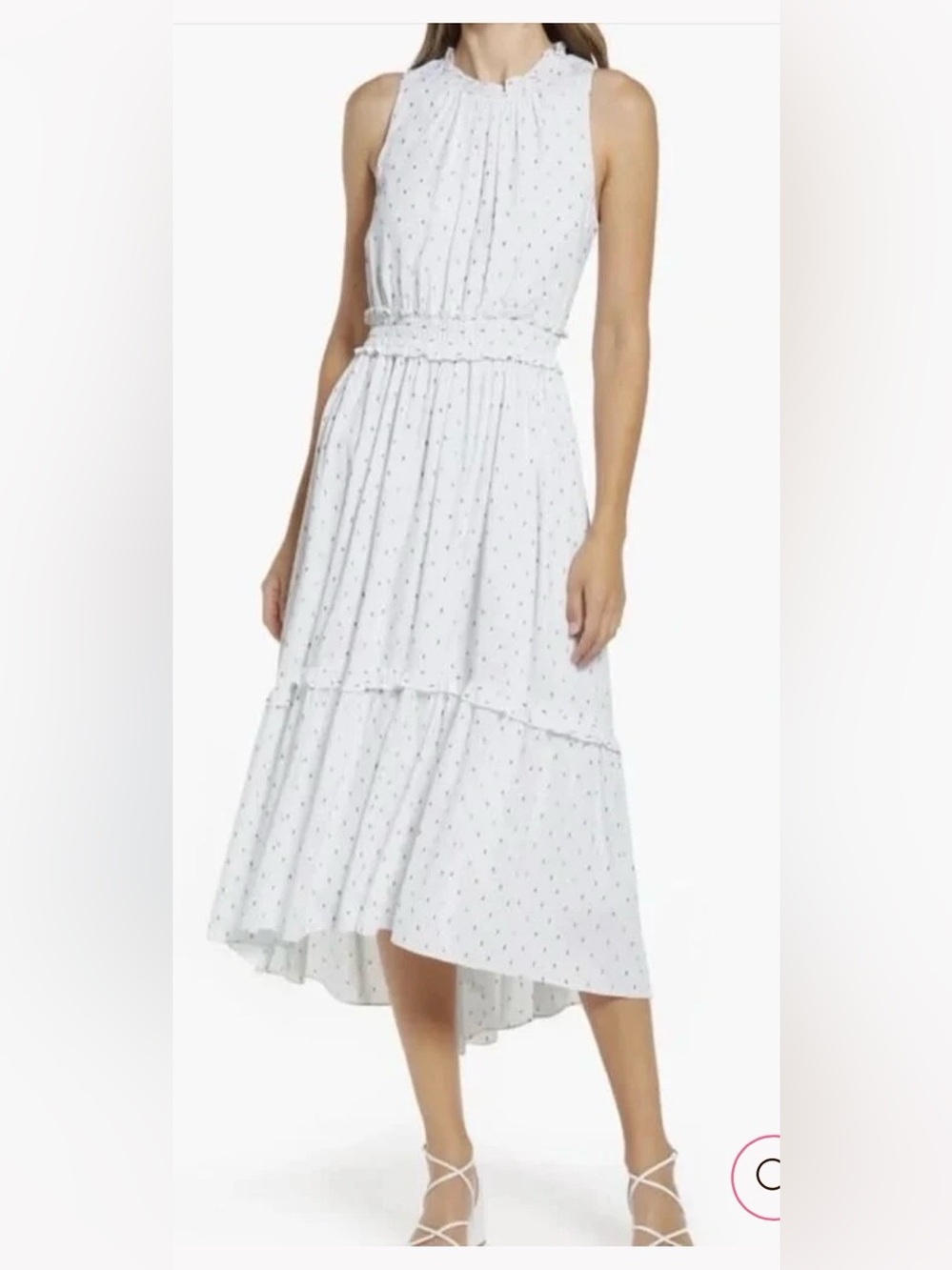 Lilly Pulitzer Chaya TieredMidi Dress Resort White Clip Metallic Womens Size XL